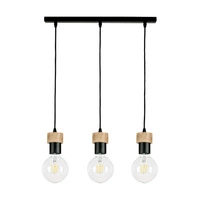 Lampa wisząca Clarte 3xE27 maks. 60W Dąb olejowany/Czarny metal/Czarny kabel z tkaniny 3271304
