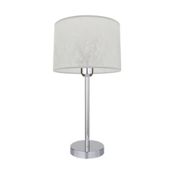 Prata Table Lamp 1xE27 Max.40W Chrome Metal/Transparent PVC Cable/Silver Fabric Shade 957284127