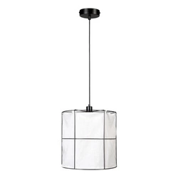 Marinero Pendant Lamp 1xE27 Max.15W LED Black Metal/Black Fabric Cable/White Linen Shade 184329104