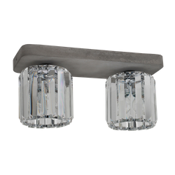 Glory Ceiling Lamp 2xE27 Max.60W Gray Concrete/Transparent Glass