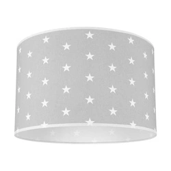 Lampshade Cylinder E27 H20 Gray-White Fabric with stars pattern A1320