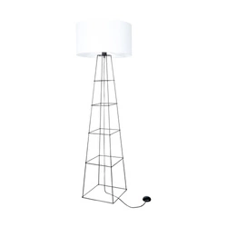 Tiphany Floor Lamp 1xE27 Max.60W Black Metal/Black PVC Cable/White Fabric Shade 8742104
