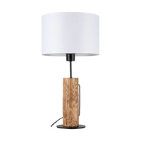 Pino Table Lamp 1xE27 Max.40W Stained Pine Brown/Black Metal/Black Fabric Cable/White Fabric Shade 77627904