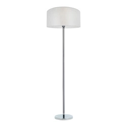 Lampa podłogowa Prata 1xE27 maks. 60W chromowany metal/przezroczysty kabel PVC/srebrny klosz z tkaniny