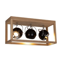 Roy Ceiling Lamp Incl.3xLED GU10 5W Oiled Oak/Black Metal 5224374