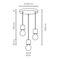 Pino Pendant Lamp 3xE27 Max.60W Stained Pine/Black 71689304R