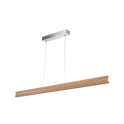 Twin Pendant Lamp 3xLED 24V Int. 29W Matt Nickel/Oiled Oak with Touch Dimmer/Rollizug (1200mm)