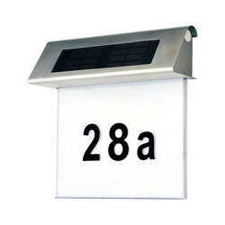 Solar House Number Wall Lamp Incl. 2x0,07W LED Satin Metal/White-Black Synthetic Material 6710102