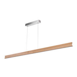 Twin Pendant Lamp 3xLED 24V Int. 29W Matte Nickel/Oiled Oak with Touch Dimmer/Rollizug (1600mm)