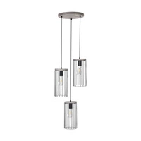 Timeo Pendant Lamp 3xE27 Max.60W Stained Pine Gray/Black PVC Cable/Black Metal 195109357R