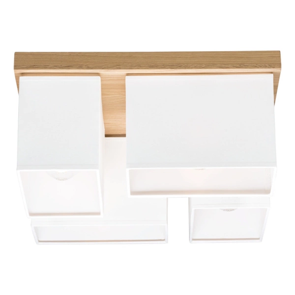 Paloma Ceiling Lamp 4xE27 Max.25W Oiled Oak/White Fabric Shade 2452474