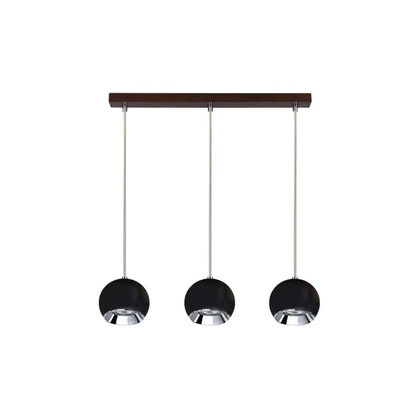 Ball Wood Pendant Lamp Incl. 3xLED GU10 5W Walnut Beech Wood/Black Metal 5143376