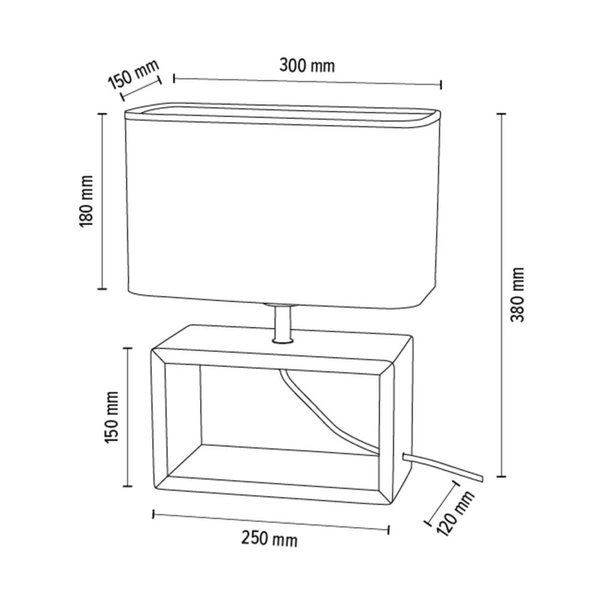 Cadre Table Lamp 1xE27 Max.25W Oiled Oak/Black Fabric Cable/Black Fabric Shade 7724974