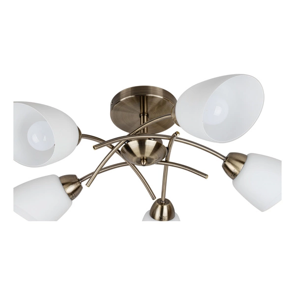 Viletta Ceiling Lamp 5xE27 Max.60W Patina Metal/White Glass 8141511