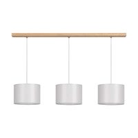 Lampa Wisząca Dove 3xE27 Max.40W Dąb Olejowany/Przezroczysty Kabel PCV/Abażur z szarej tkaniny 16390374