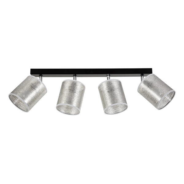 Nevoa Ceiling Lamp 4xE27 Max.25W Black Metal/Chrome Metal/Silver Fabric Shade 56794404