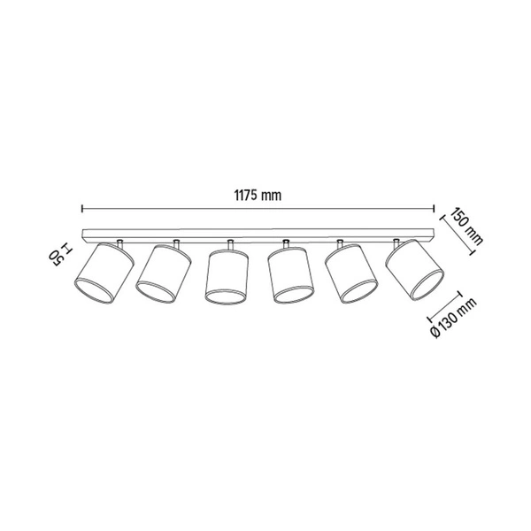 Ora Ceiling Lamp 6xE27 Max.25W Black Metal/Gold Metal/Gold Fabric Shade 96204026