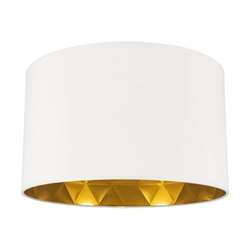 Lampshade Cylinder E27 H30 White Fabric with gold foil A0736