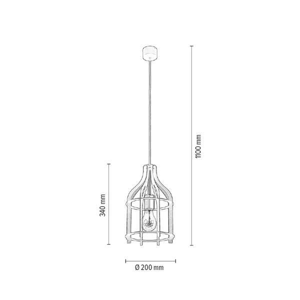 Lampa wisząca Riana 1xE27 Max.60W Stal Metal/Czarny Metal 1030217