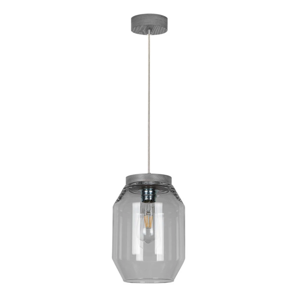 Vaso Pendant Lamp 1xE27 Max.60W Gray Stained Pine/Transparent PVC/Smoked Glass 169120157