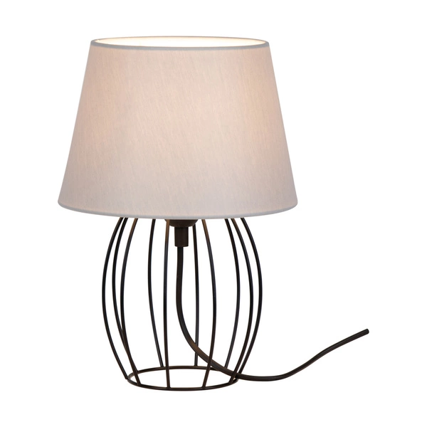 Merano Table Lamp 1xE27 Max.25W Black Metal/Black PVC Cable/Gray Fabric Shade 7565104