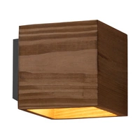 Block Wood Wall Lamp 1xG9 Max.6W Stained Pine Brown/Black Metal 20251104