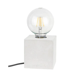 Mocna kwadratowa lampa stołowa 1xE27 Max.25W Biały beton/Czarny kabel PVC 6170937