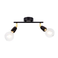 Porcia Ceiling Lamp 2xE27 Max.25W Black Metal/Gold Metal/Black Ceramics 8127204
