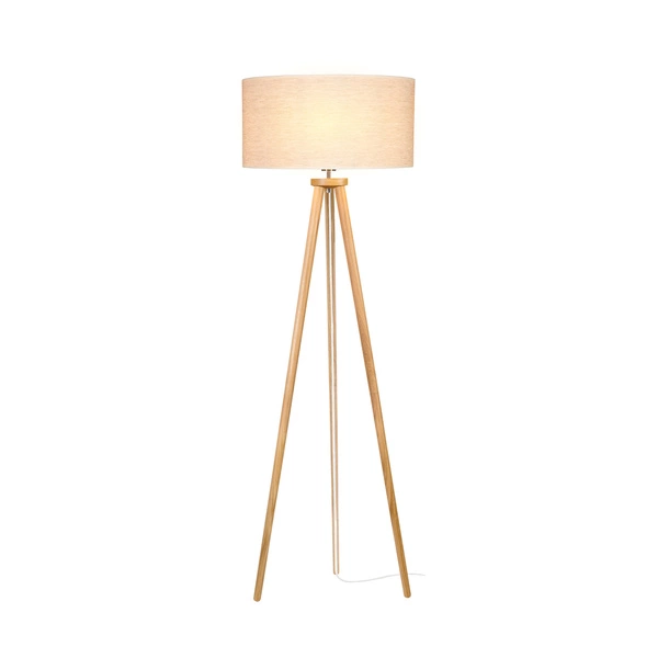 Boho Lampa Podłogowa 1xE27 Max.60W Dąb Olejowany/Transparentny PVC/Beżowy 74191074