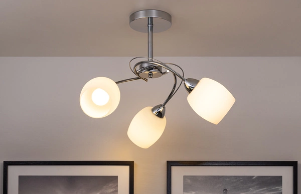 Pisa Ceiling Lamp 3xE27 Max.60W Chrome Metal/White Glass 8280328