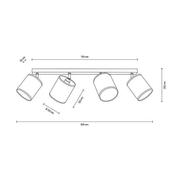 Ora Ceiling Lamp 4xE27 Max.25W Black Metal/Gold Metal/Gold Fabric Shade 96204024