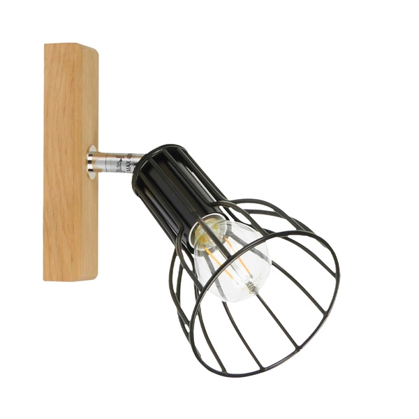 Megan Wood Wall lamp 1xE14 Max.40W Oiled Oak/Black 2344174