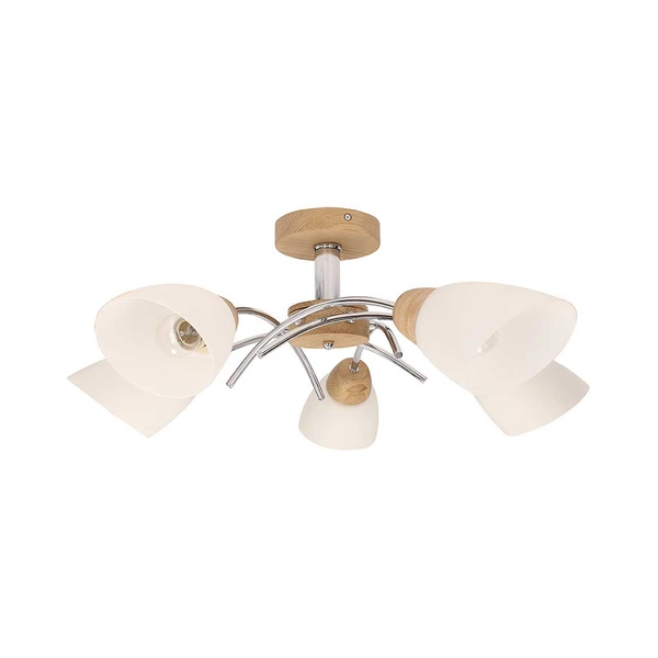 Viletta Wood Ceiling Lamp 5xE27 Max.60W Oiled Oak/Chrome/White 8141574