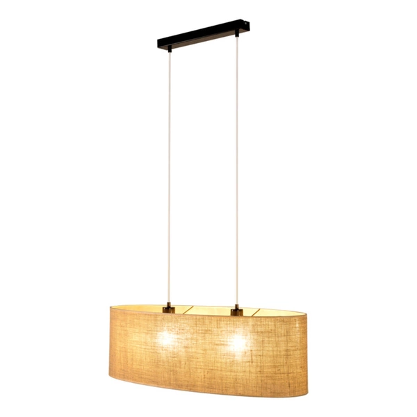 Jute Hanging Lamp 2xE27 Max.40W Black/Transparent/PVC/Beige 17910204