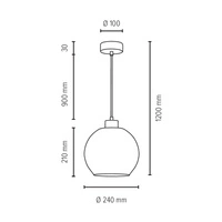 Lampa wisząca Svea 1xE27 maks. 60W drewno brzozowe/szkło przezroczyste/przezroczysty kabel PVC 13560160