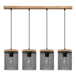 Monsun Pendant Lamp 4xE27 Max.60W Stained Pine Brown/Black PVC Cable/Smoked Glass