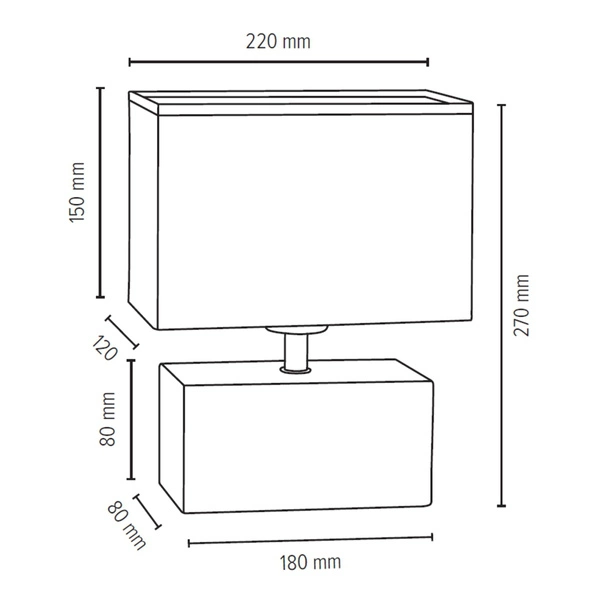 Lampa stołowa Theo 1xE27 maks. 25W Dąb olejowany/Czarny kabel PCV/Klosz z białej tkaniny 7462174