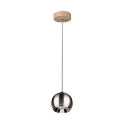 Ball Wood Pendant Lamp Incl. 1xLED GU10 5W Oiled Oak/Satin Metal 5141174