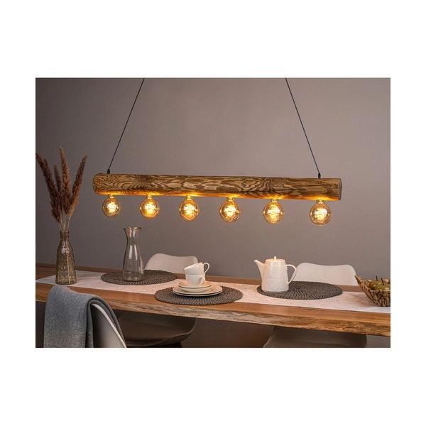 Trabo Simple Pendant Lamp 6xE27 Max.60W Stained Pine Brown/Black Metal/Black PVC Cable 69880604