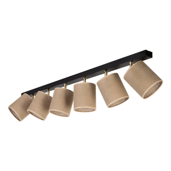 Jute Ceiling Lamp 6xE27 Max.25W Black/Beige 56793604