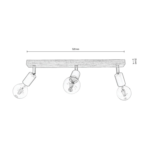 Elmo Ceiling Lamp 3xE27 Max.25W Oiled Oak/Black Metal 2264374