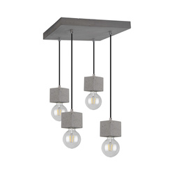 Strong Square Pendant Lamp 4xE27 Max.60W Gray Concrete/Black Fabric Cable