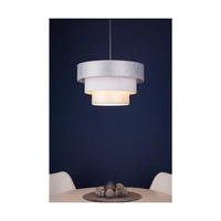 Prata Pendant Lamp 1xE27 Max.40W Gray Metal/Transparent PVC Cable/Silver-White Fabric Shade 957281227