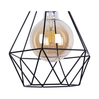 Diament Pendant Lamp 3xE27 Max.60W Black Metal/Black PVC Cable 2179304