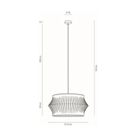 Lampa wisząca Lotus 1xE27 maks. 60W Czarny metal/przezroczysty kabel PVC/szary klosz z tkaniny 15640104