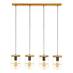 Netuno Pendant Lamp 4xE27 Max.60W Stained Pine Brown/Black Metal/Black PVC Cable/Gold Metal 1811059451