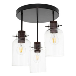 Alessandro Ceiling Lamp 3xE27 Max.60W Walnut Beech Wood/Black Metal/Transparent Glass 4030419020867