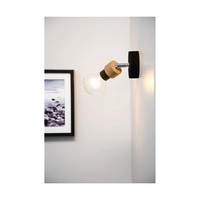 Marjolaine Wall Lamp 1xE27 Max.25W Oiled Oak/Black Metal 2831104