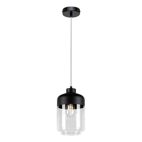 Amaretto Pendant Lamp 1xE27 Max.60W Black Metal/Transparent PVC/Black-Transparent Glass 15790104