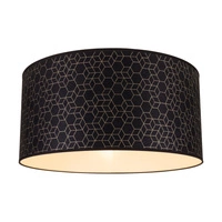 Lampshade Cylinder E27 H20 Black-Gold Wallpaper A0639